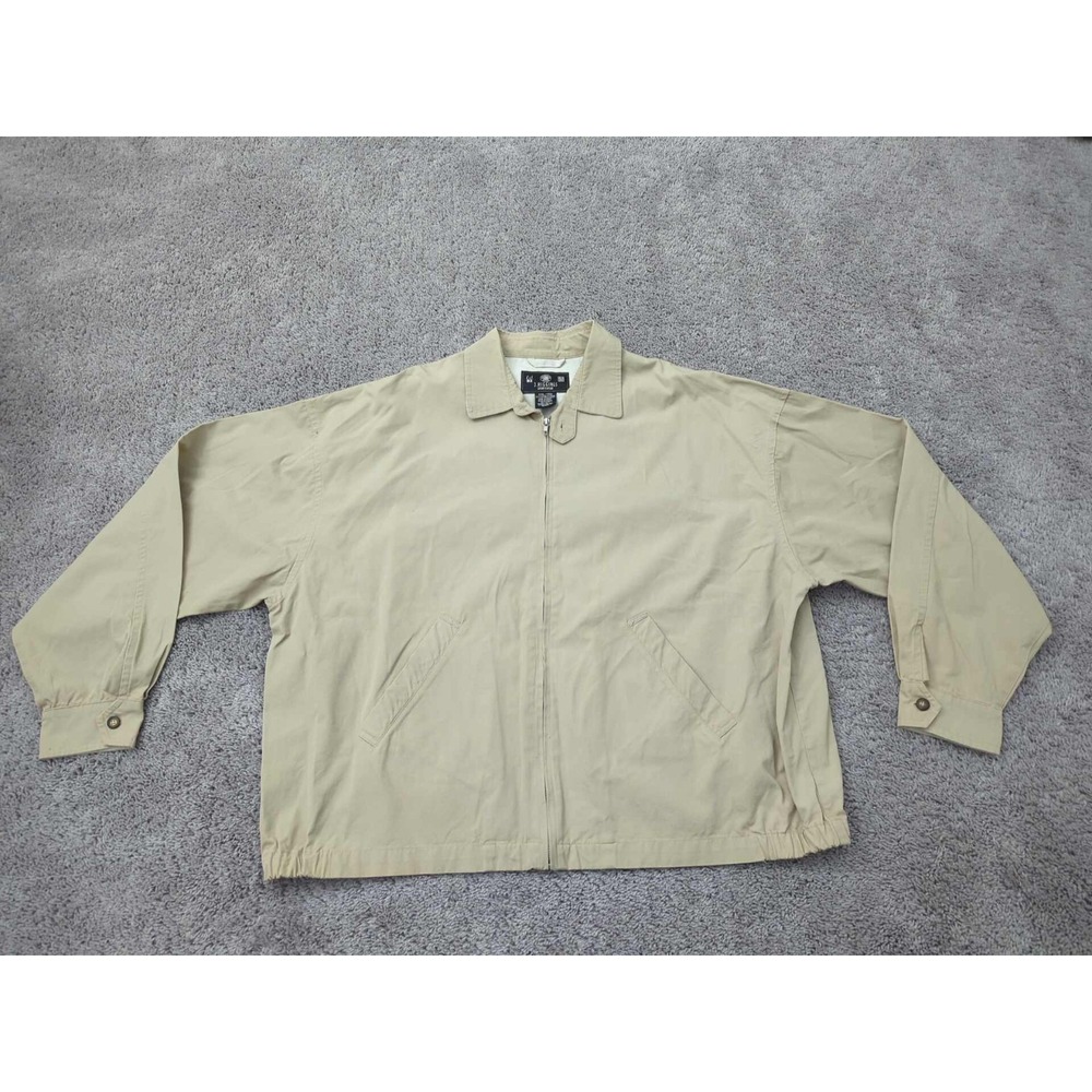 J Riggings Sportswear‎ Jacket Mens XXL Beige Full Zip Windbreaker Lined Classic